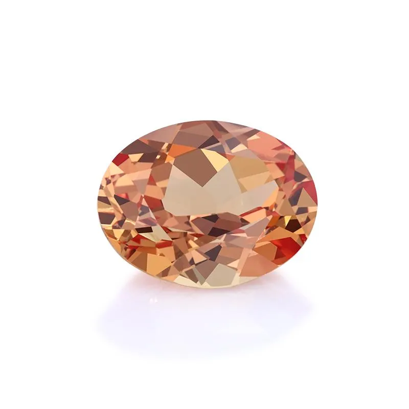Starsgem lose orangefarbene 7 x 9 mm ovale, im Labor gezüchtete Saphir-Edelsteine